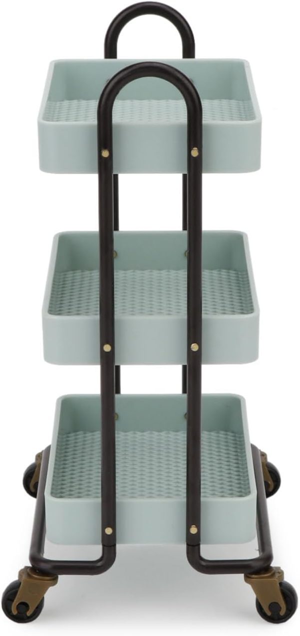 Handcart Rolling Cart 3 Layers Storage with Wheels for Mini House Kitchen