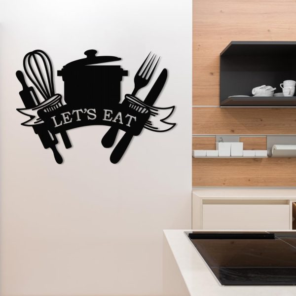 Metal Sign Metal Kitchen Wall Art Let's Eat Sign for Home Kitchen