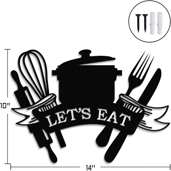 Metal Sign Metal Kitchen Wall Art Let's Eat Sign for Home Kitchen