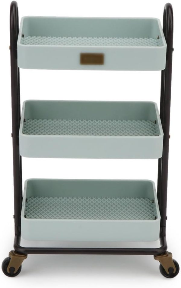 Handcart Rolling Cart 3 Layers Storage with Wheels for Mini House Kitchen