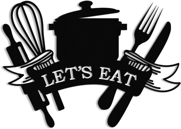 Metal Sign Metal Kitchen Wall Art Let's Eat Sign for Home Kitchen