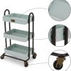 Handcart Rolling Cart 3 Layers Storage with Wheels for Mini House Kitchen