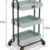 Handcart Rolling Cart 3 Layers Storage with Wheels for Mini House Kitchen