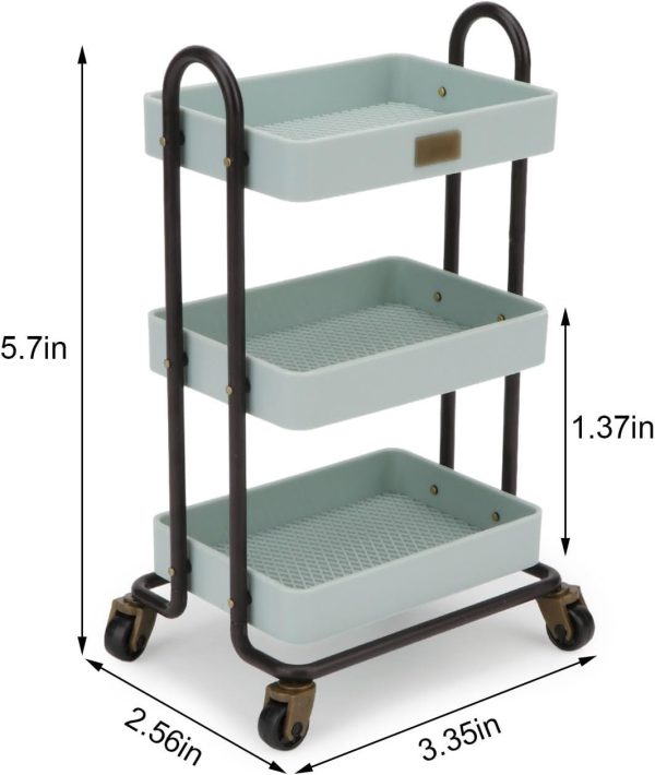 Handcart Rolling Cart 3 Layers Storage with Wheels for Mini House Kitchen