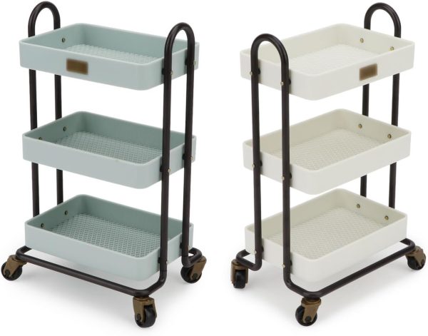 Handcart Rolling Cart 3 Layers Storage with Wheels for Mini House Kitchen