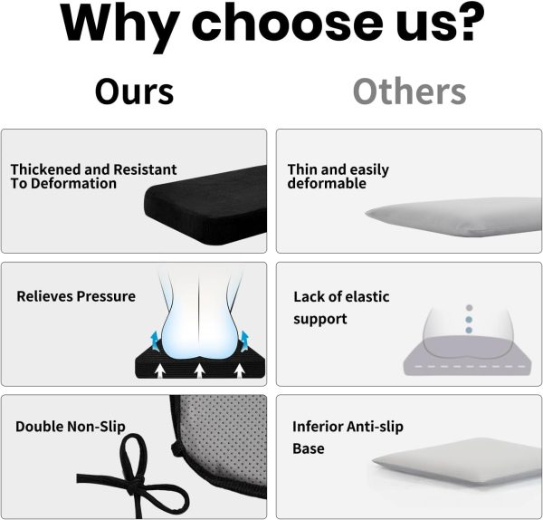 for Dining & Kitchen Chairs 2'' Thick High-Density Foam with Gel-Infused Non-Slip