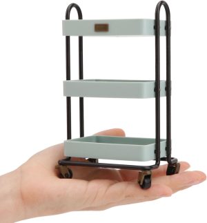 Handcart Rolling Cart 3 Layers Storage with Wheels for Mini House Kitchen