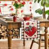 Buffalo Plaid Red Heart Bow Tie Valentine's Day Table Runner Seasonal Kitchen