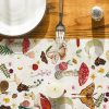 Black Modern Mushroom Fall Table Runner Seasonal Botanic Farmhouse Kitchen Dining Table