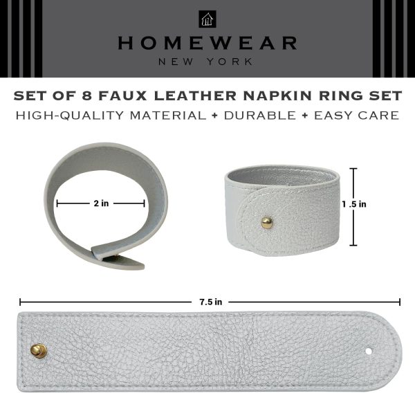 Napkin Rings Set of 8 Silver Morgan Faux style Modern Cuff Design
