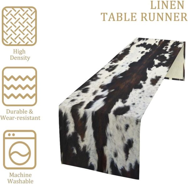 Print Table Runner Cotton Linen Rustic Cottage Country Farm Animal Fur Skin