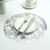 Placemats Disposable Set of 24 Green Charger Plates Doilies Metallic Thin Mesh