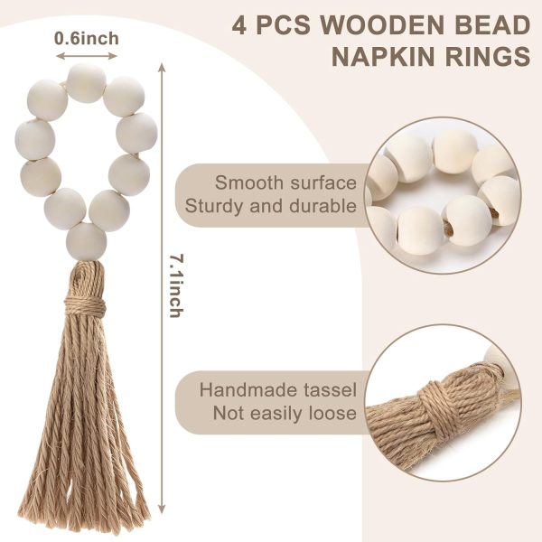 Set of 4 13.8" Natural Water Hyacinth Round Rattan Placemats with Wooden