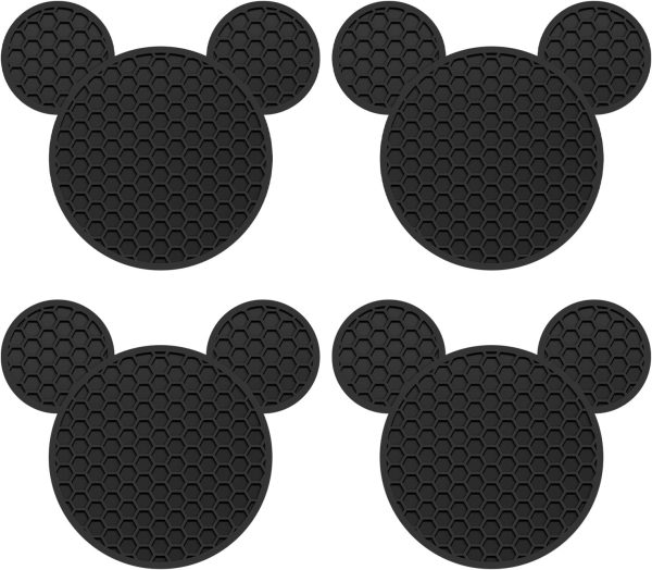 Ears Silicone Coasters Non-Slip Black Coasters for Hot or Cold Drinks Beer