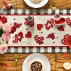 Buffalo Plaid Red Heart Bow Tie Valentine's Day Table Runner Seasonal Kitchen