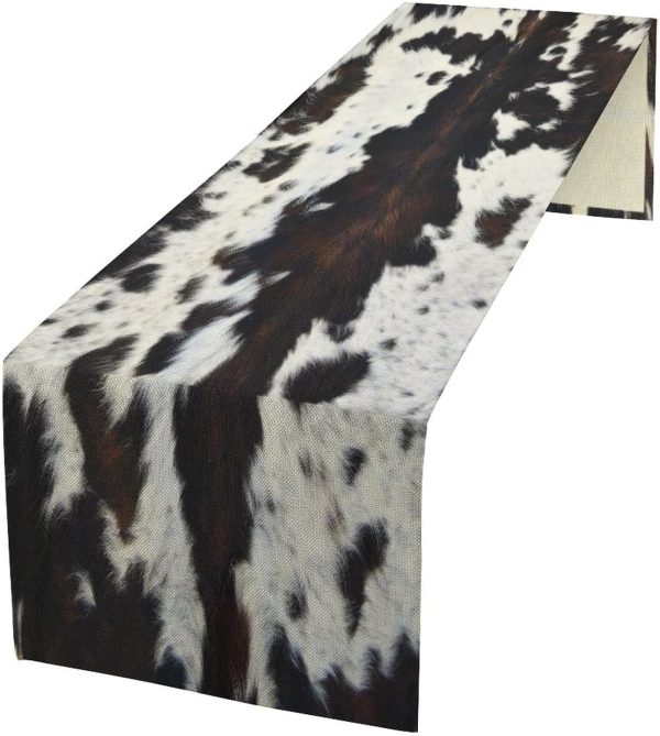 Print Table Runner Cotton Linen Rustic Cottage Country Farm Animal Fur Skin
