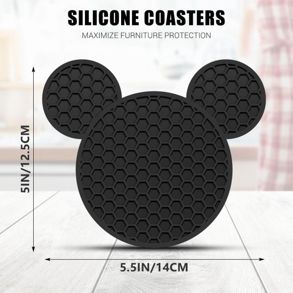 Ears Silicone Coasters Non-Slip Black Coasters for Hot or Cold Drinks Beer