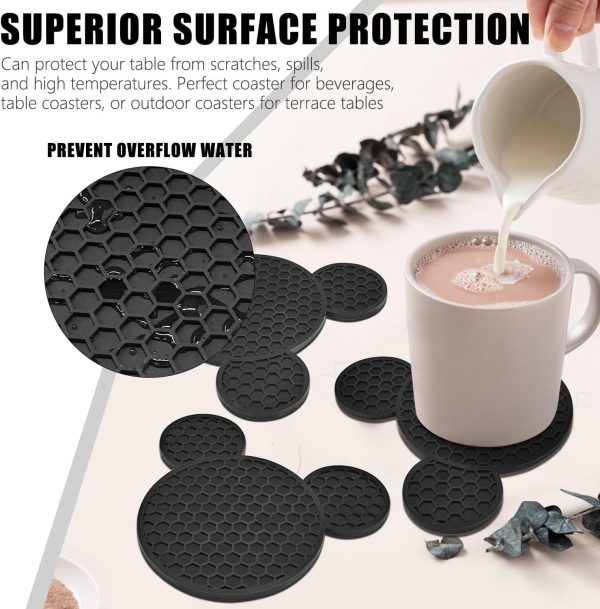 Ears Silicone Coasters Non-Slip Black Coasters for Hot or Cold Drinks Beer