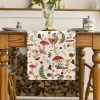 Black Modern Mushroom Fall Table Runner Seasonal Botanic Farmhouse Kitchen Dining Table