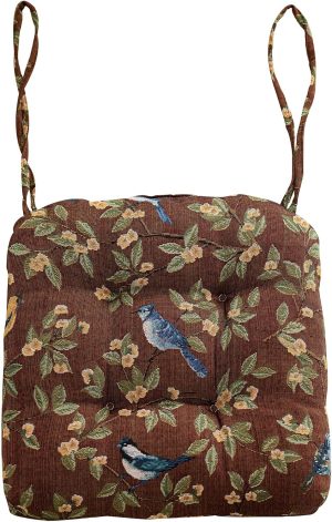 Floral Print Cushions with Ties U-Shaped Soft Comfortable Pads Non Slip Seat