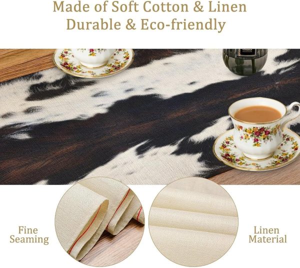 Print Table Runner Cotton Linen Rustic Cottage Country Farm Animal Fur Skin