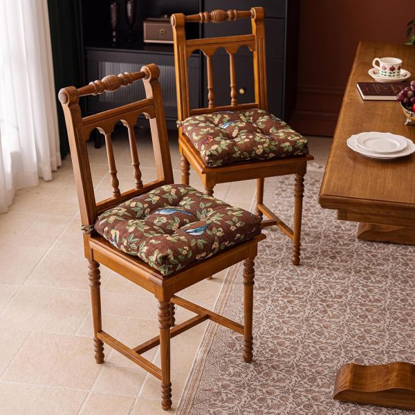 Floral Print Cushions with Ties U-Shaped Soft Comfortable Pads Non Slip Seat