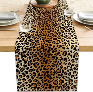 Table Runner Brown Cheetah Decor Runners Western Kitchen Table Decorations Farmhouse Country