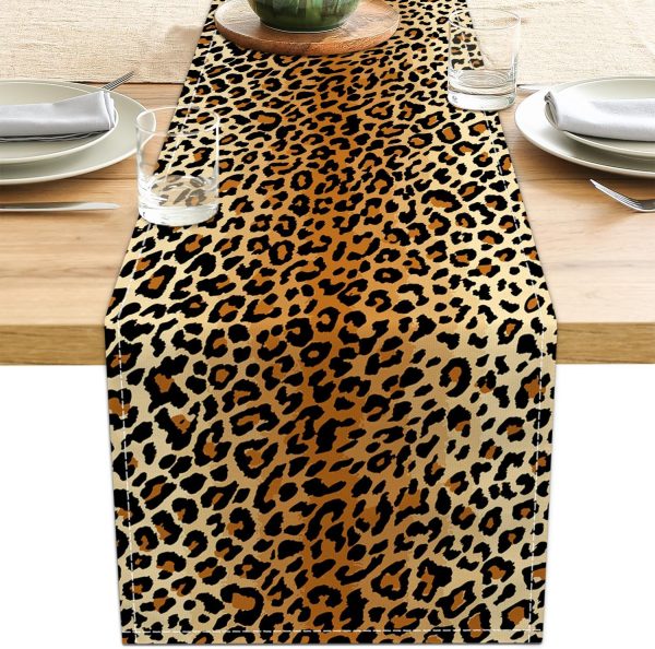 Table Runner Brown Cheetah Decor Runners Western Kitchen Table Decorations Farmhouse Country