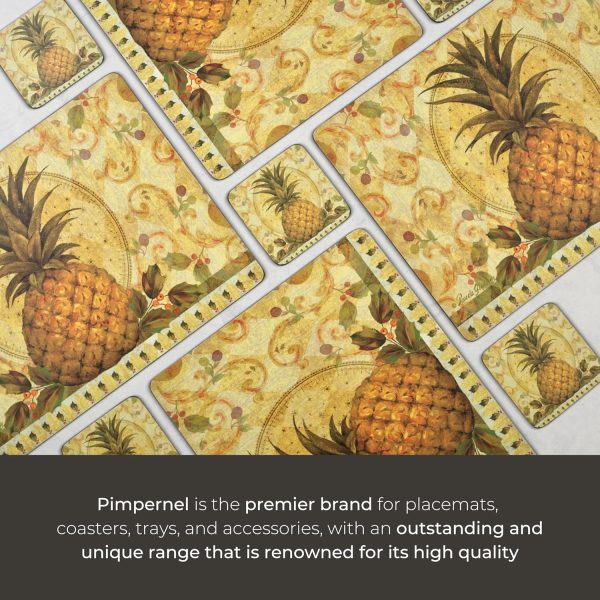 4" Golden Pineapple Coaster Collection Set of 6 – Cork-Backed Boards with