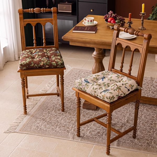 Floral Print Cushions with Ties U-Shaped Soft Comfortable Pads Non Slip Seat