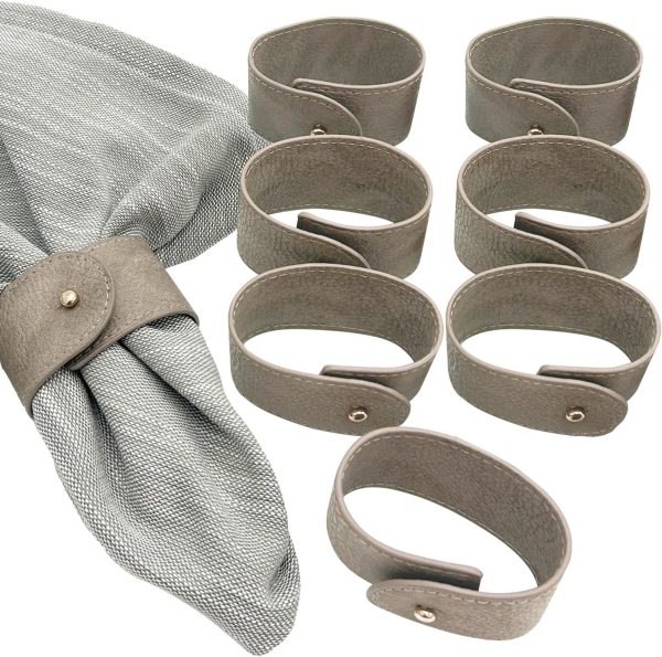 Napkin Rings Set of 8 Grey Morgan Faux Style Modern Cuff Design