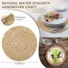 Set of 4 13.8" Natural Water Hyacinth Round Rattan Placemats with Wooden