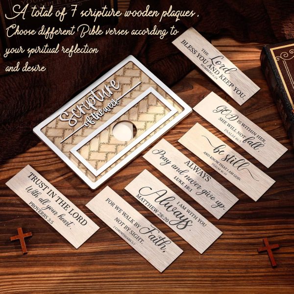 Decor Wooden Scripture of the Week with 7 Interchangeable Bible Verse Plates