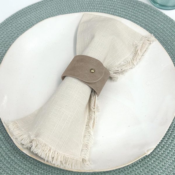 Napkin Rings Set of 8 Grey Morgan Faux Style Modern Cuff Design