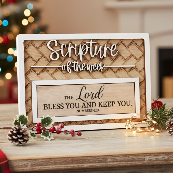 Decor Wooden Scripture of the Week with 7 Interchangeable Bible Verse Plates