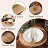 Set of 4 13.8" Natural Water Hyacinth Round Rattan Placemats with Wooden