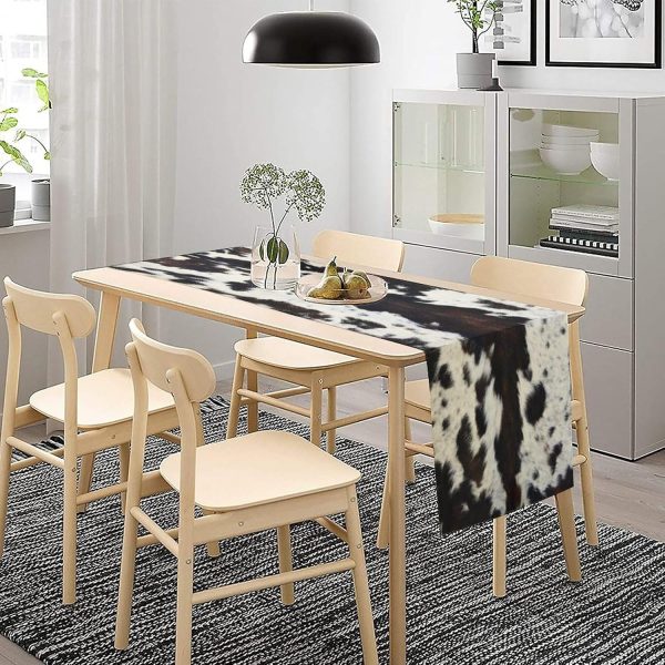 Print Table Runner Cotton Linen Rustic Cottage Country Farm Animal Fur Skin