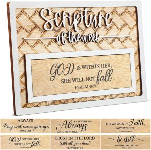 Decor Wooden Scripture of the Week with 7 Interchangeable Bible Verse Plates
