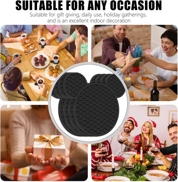 Ears Silicone Coasters Non-Slip Black Coasters for Hot or Cold Drinks Beer
