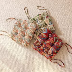 Farmhouse Floral Print Chair Cushions with Ties U-Shaped Soft Comfortable Chair Pads